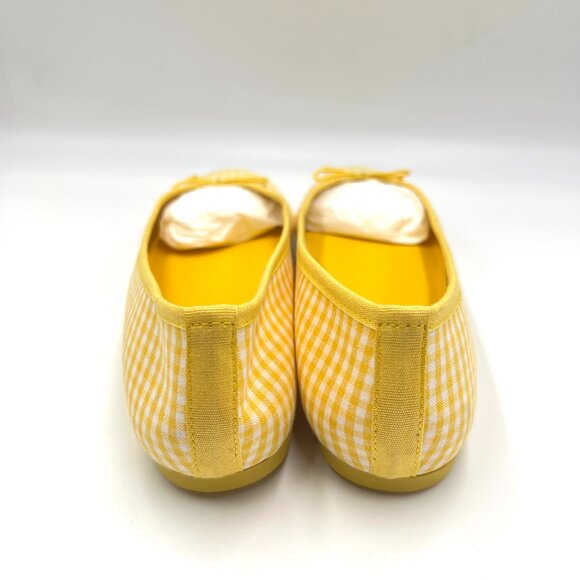 JCrew J.Crew Womens Size 8.5 Yellow White Gingham‎ Ballet Flats Shoes - Picture 5 of 11